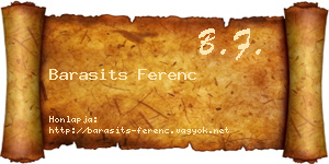 Barasits Ferenc névjegykártya